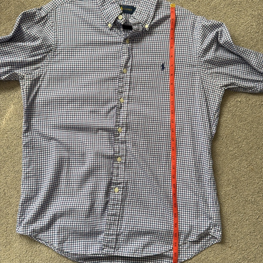 Ralph Lauren Purple Plaid Button Up Mens Med 100% Cotton Professional Work EUC - Picture 13 of 14